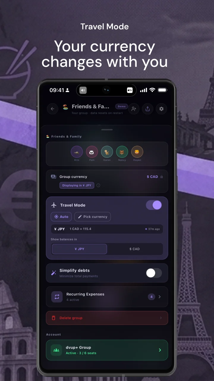 Travel Mode — your currency changes with you